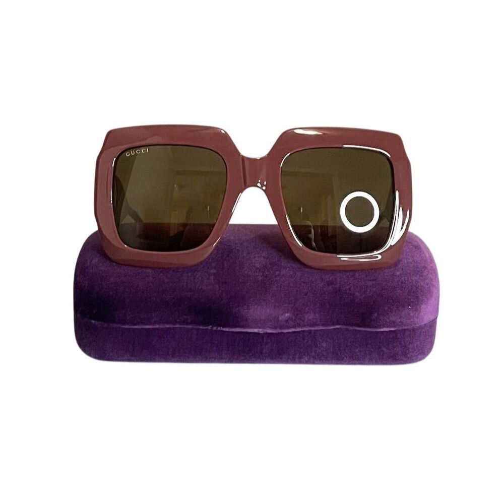 Authentic GUCCI GG1022S Women's Square Brown Plum Sunglasses Luxury Summer - Picture 3 of 13